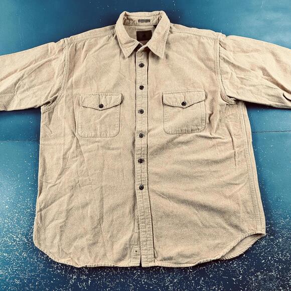 VTG St Johns Bay Shirt Mens XL Yellow Chamois Heavy Winter Flannel Utility EUC - Picture 2 of 7